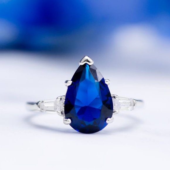 Blue Sapphire Gemstone ring, size 7, 925 Sterling Silver Charmed Aroma - Picture 5 of 8